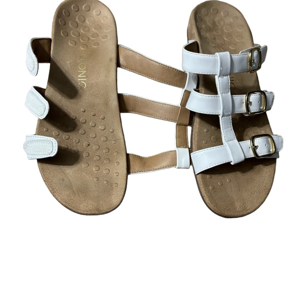 Vionic White Misa Sandals with Gold Buckles Gently Used - Picture 2 of 7
